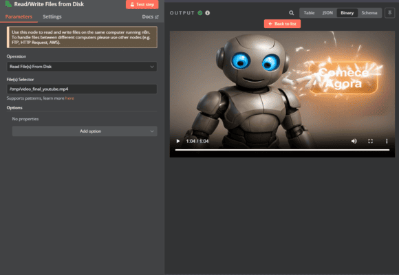 Interface do n8n mostrando o fluxo de automação